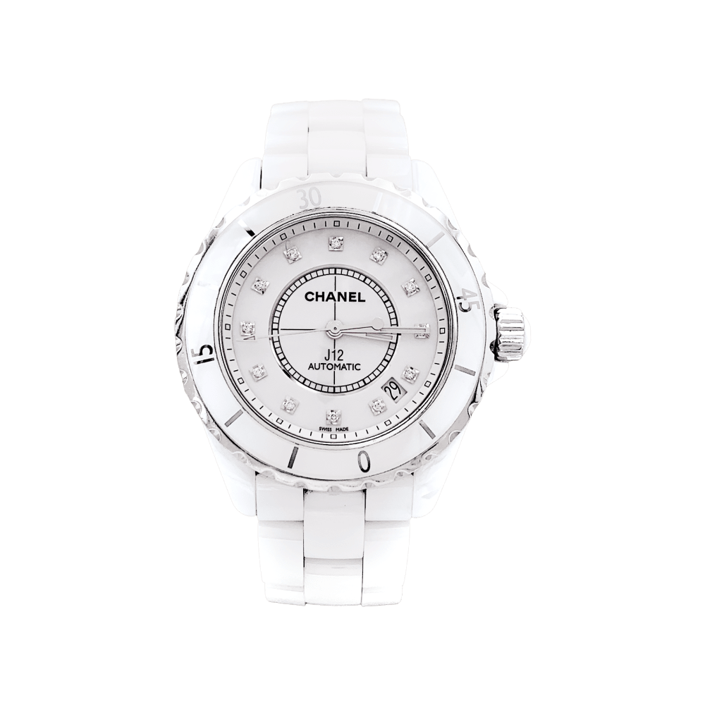 Watch Chanel, "J12", ceramic white, diamonds.