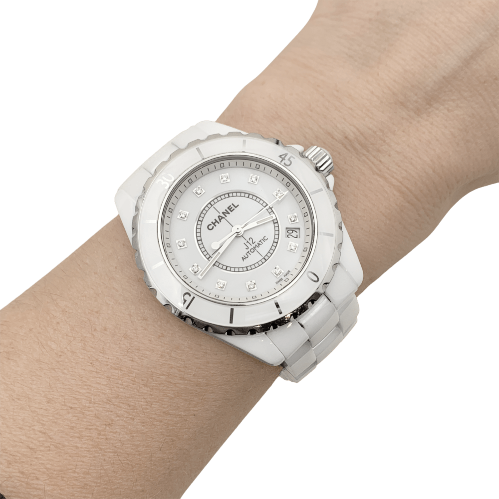 Watch Chanel, "J12", ceramic white, diamonds.