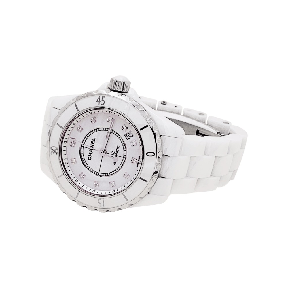 Watch Chanel, "J12", ceramic white, diamonds.