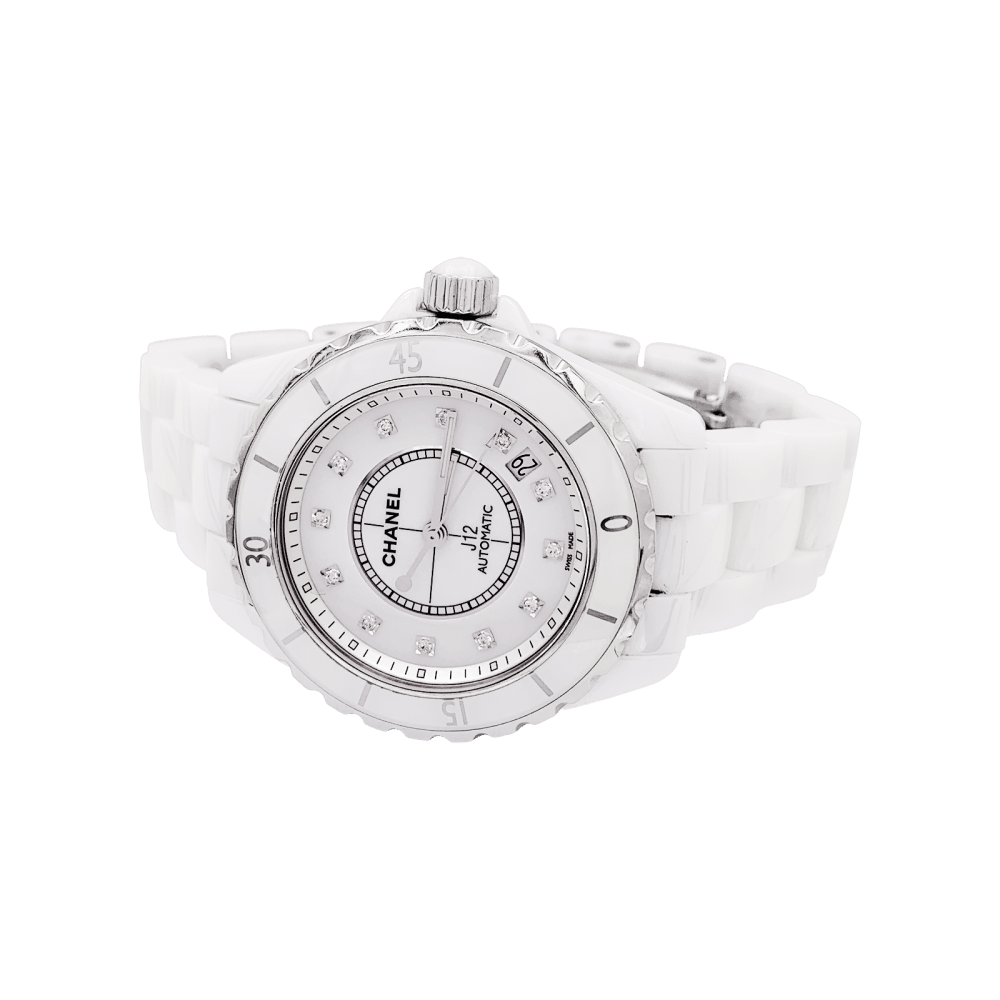Watch Chanel, "J12", ceramic white, diamonds.