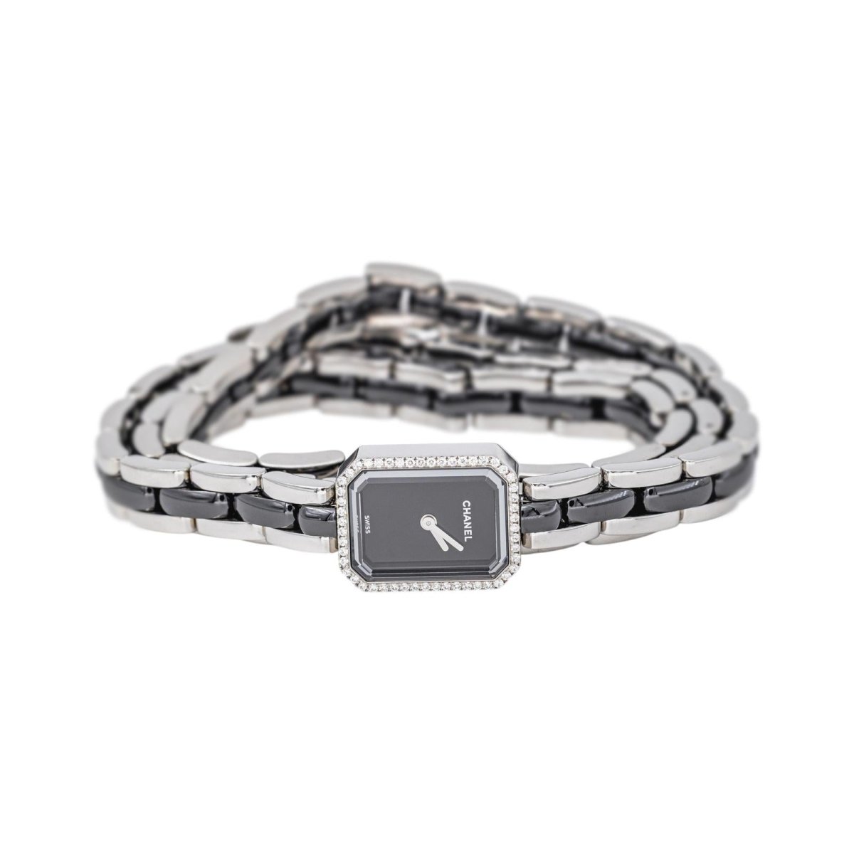 Montre CHANEL "Première Céramique" en acier, céramique et diamants - Castafiore