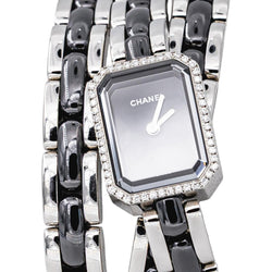 Montre CHANEL "Première Céramique" en acier, céramique et diamants - Castafiore