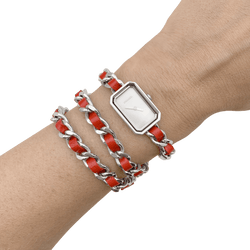 Montre CHANEL "Première Chaîne Iconique" en acier, nacre et cuir - Castafiore