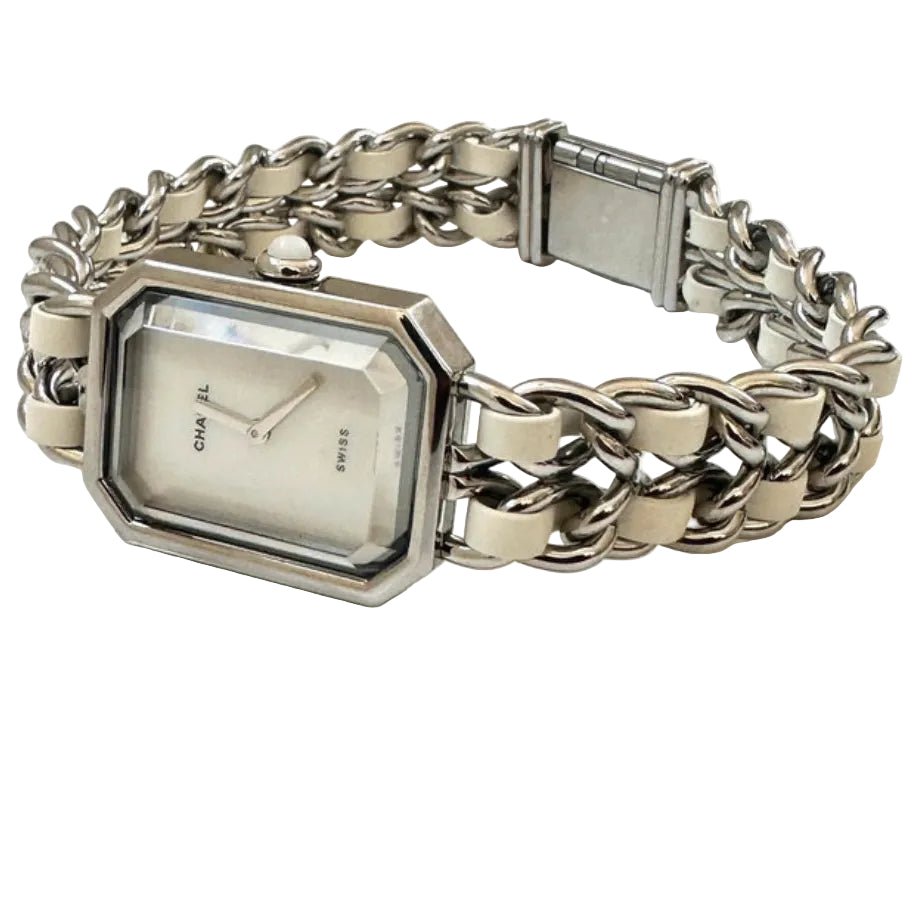 Montre CHANEL "Première" en acier, nacre, quartz et cuir - Castafiore