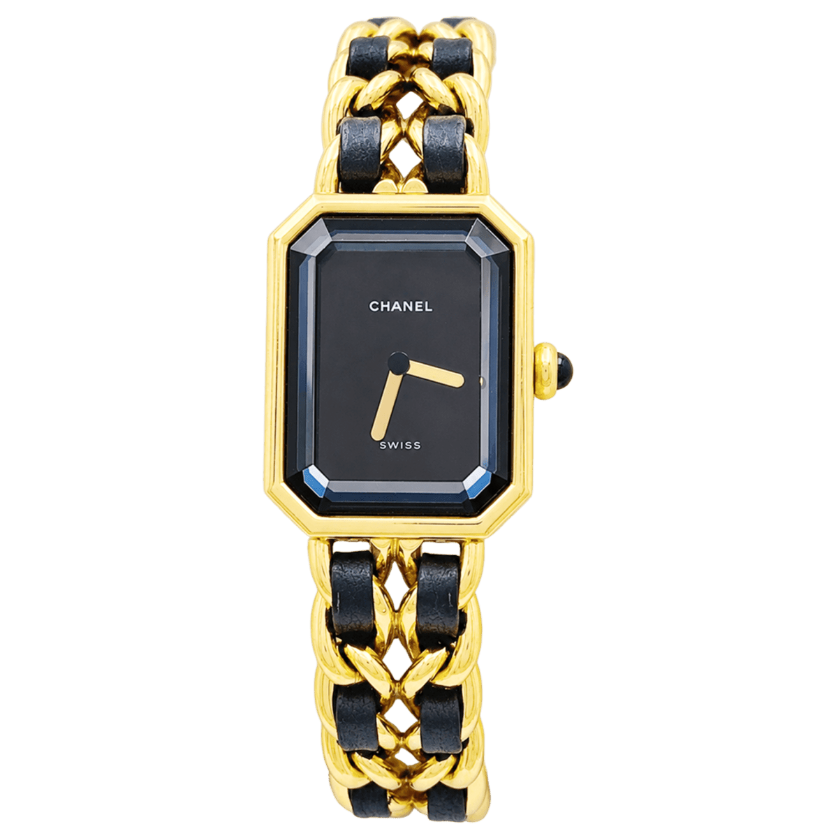 Montre CHANEL "Première" plaqué or, acier et cuir - Castafiore