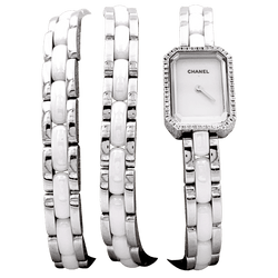 Watch Chanel, "Première", ceramic white and diamonds.