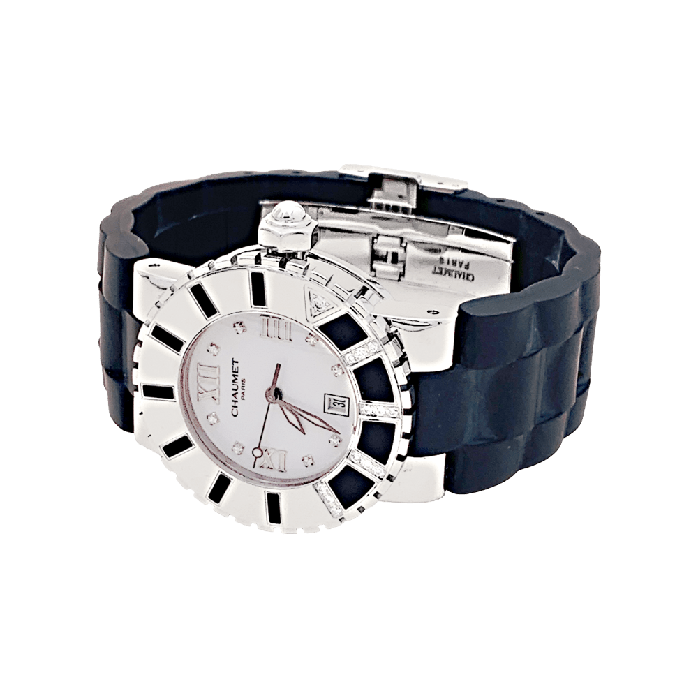 Montre CHAUMET "Class - One" en acier, caoutchouc, émail et diamants - Castafiore