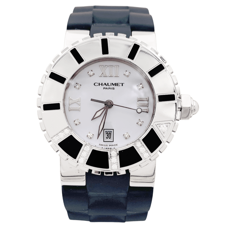 Montre CHAUMET "Class - One" en acier, caoutchouc, émail et diamants - Castafiore