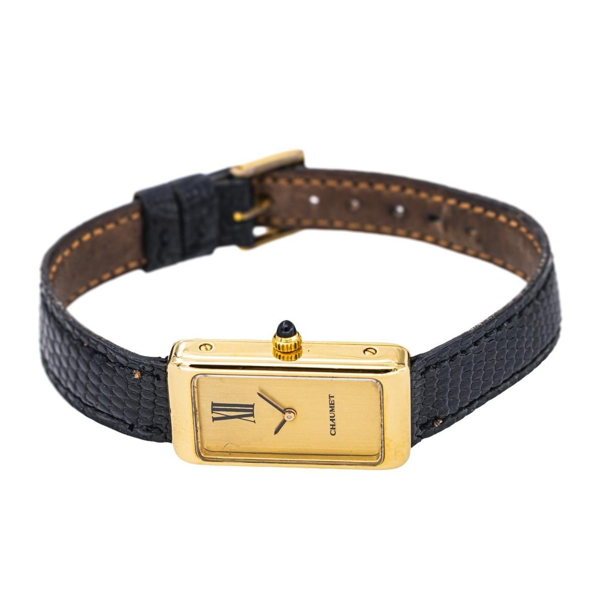 Montre CHAUMET en or jaune et cuir - Castafiore