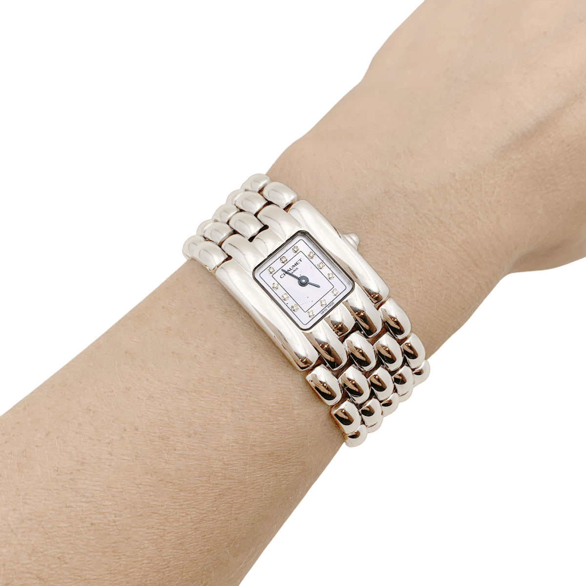 Montre CHAUMET "Khésis" en acier, nacre et diamants - Castafiore