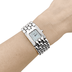 Watch Chaumet "Khésis" model in steel, diamonds, mother-of-pearl.