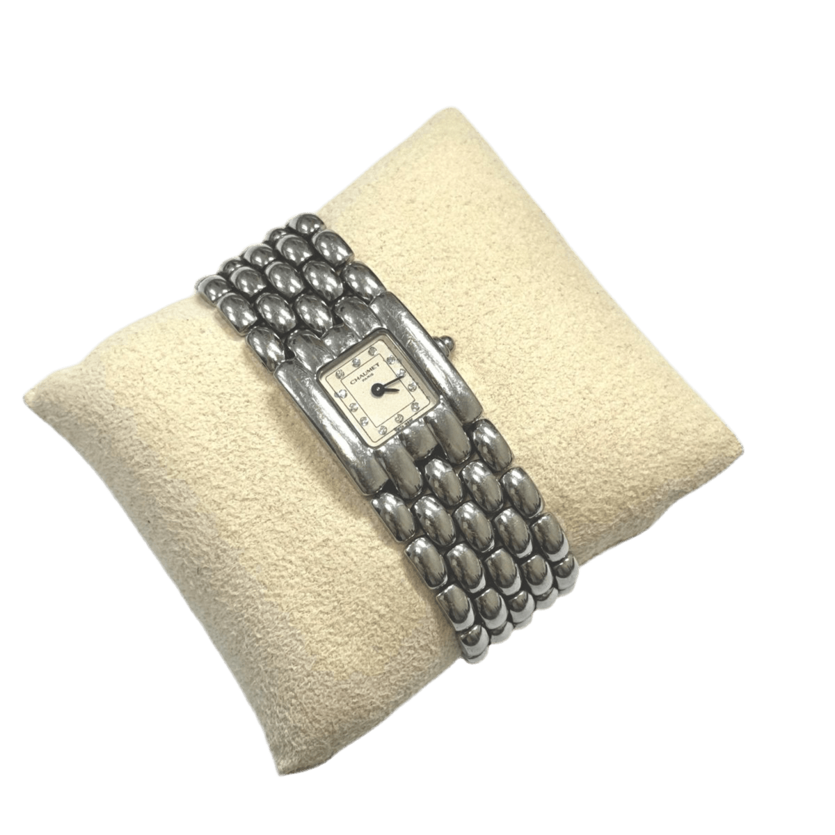 Montre CHAUMET "Khesis" en acier, quartz et diamants - Castafiore