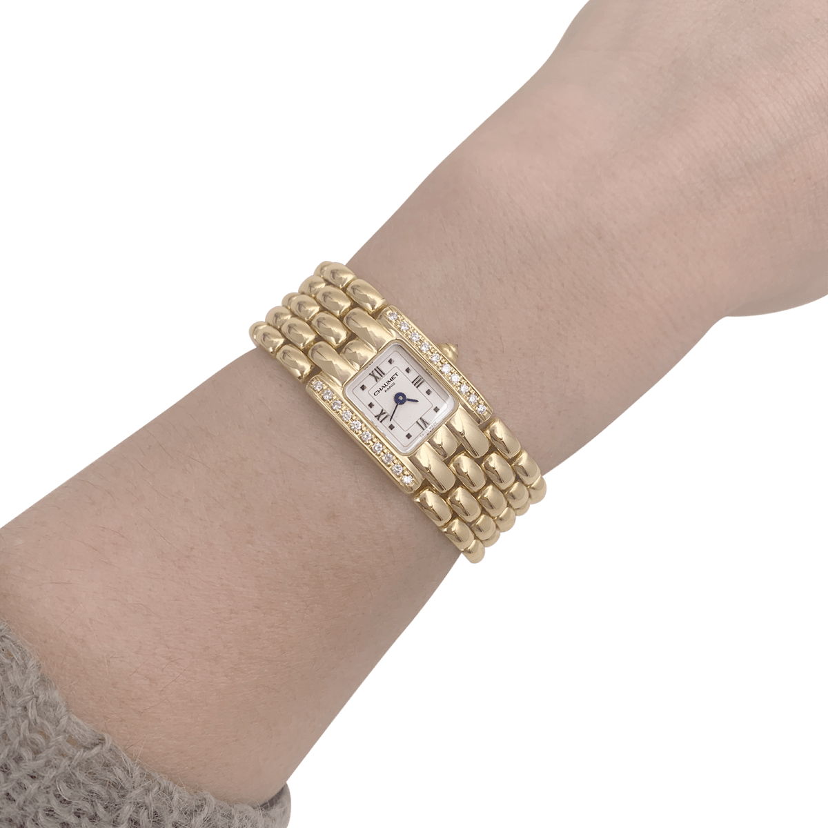 Montre CHAUMET "Khesis" en or jaune, or rose, quartz et diamants. - Castafiore