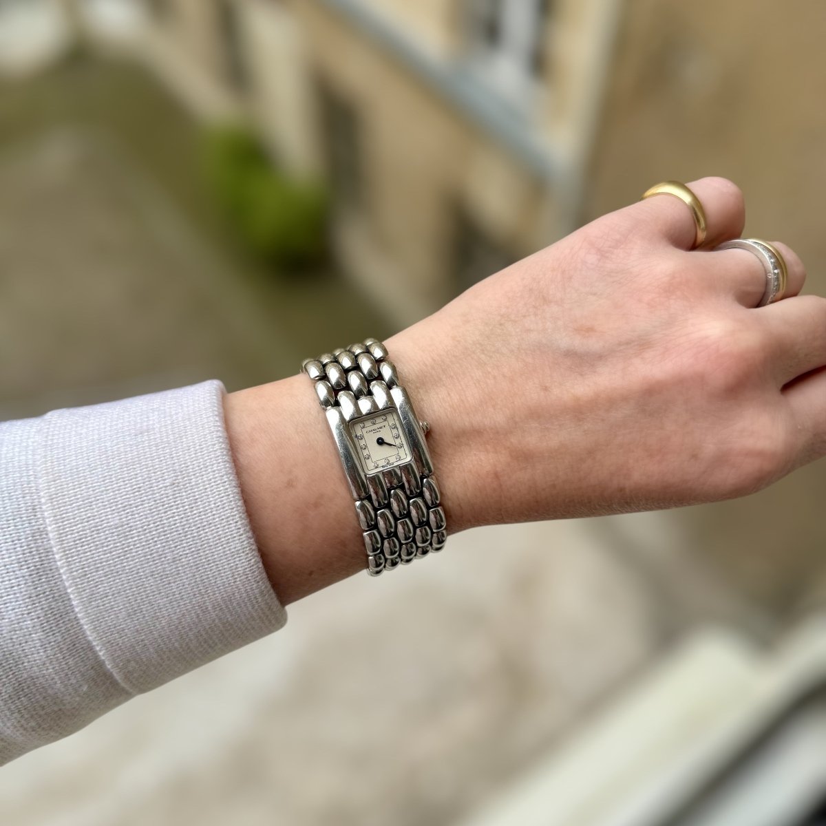 Montre CHAUMET Khesis maille grain de riz en acier et diamant - Castafiore