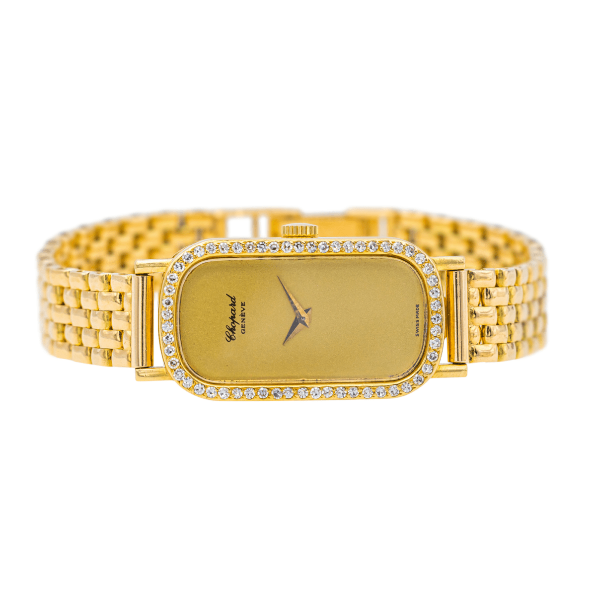 Montre CHOPARD "Classique" en or jaune, saphir et diamants - Castafiore