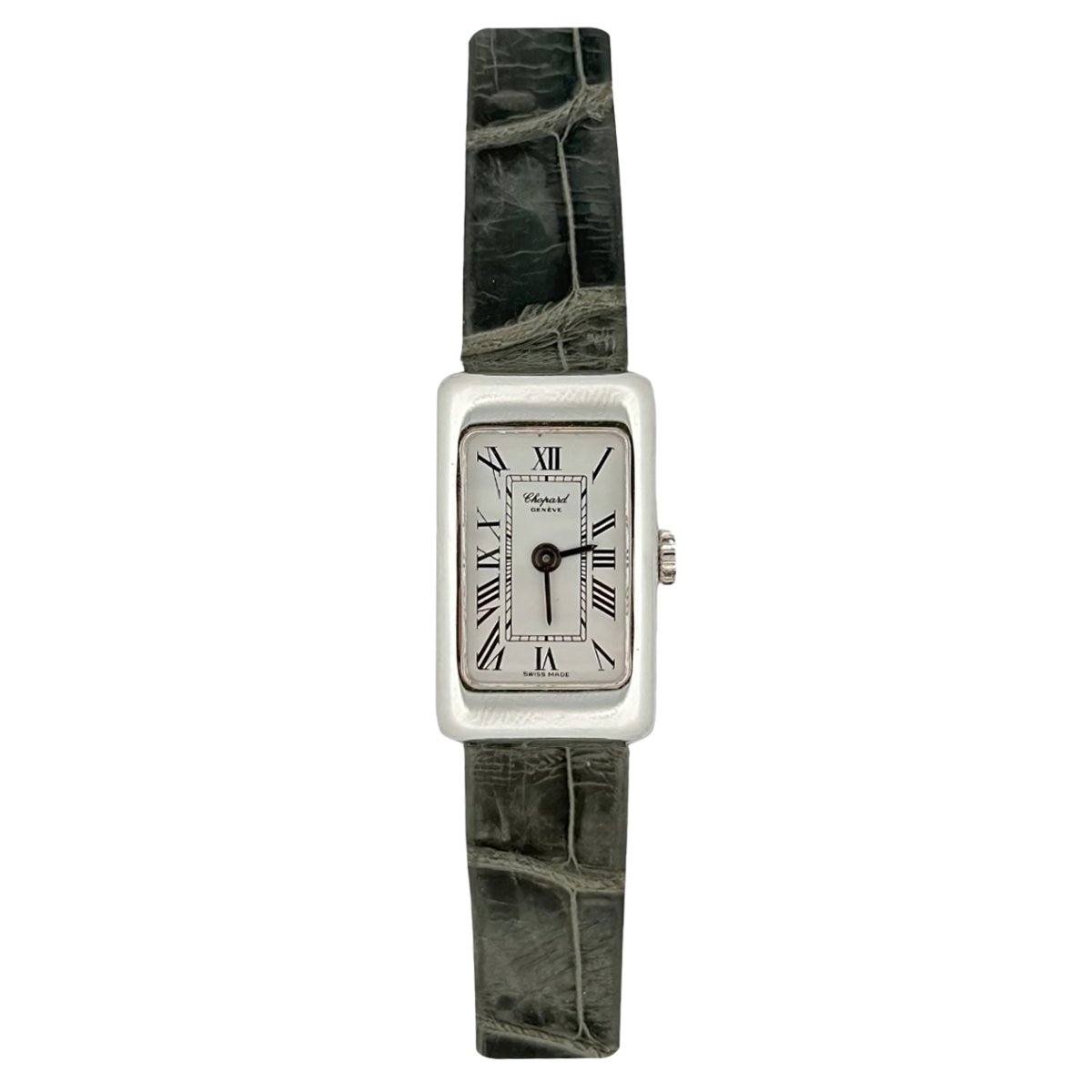 Montre CHOPARD en or blanc et cuir de crocodile - Castafiore