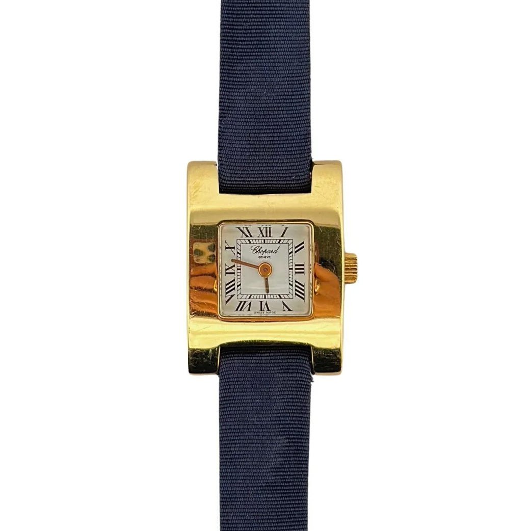 Montre CHOPARD en or jaune et soie bleue - Castafiore