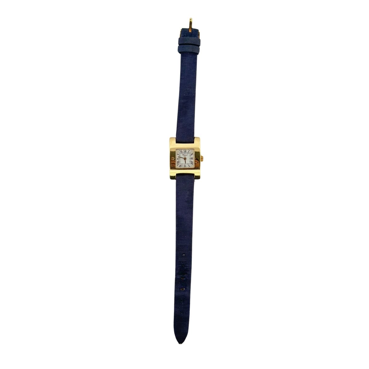 Montre CHOPARD en or jaune et soie bleue