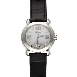 Montre Chopard Happy Sport 36 mm Quartz diamants. Ref : 27/8475 - 3001 de 2011. Boite et papiers d'origine. - Castafiore