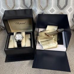 Montre Chopard Happy Sport 36 mm Quartz diamants. Ref : 27/8475 - 3001 de 2011. Boite et papiers d'origine. - Castafiore