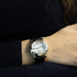 Montre Chopard Happy Sport 36 mm Quartz diamants. Ref : 27/8475 - 3001 de 2011. Boite et papiers d'origine. - Castafiore