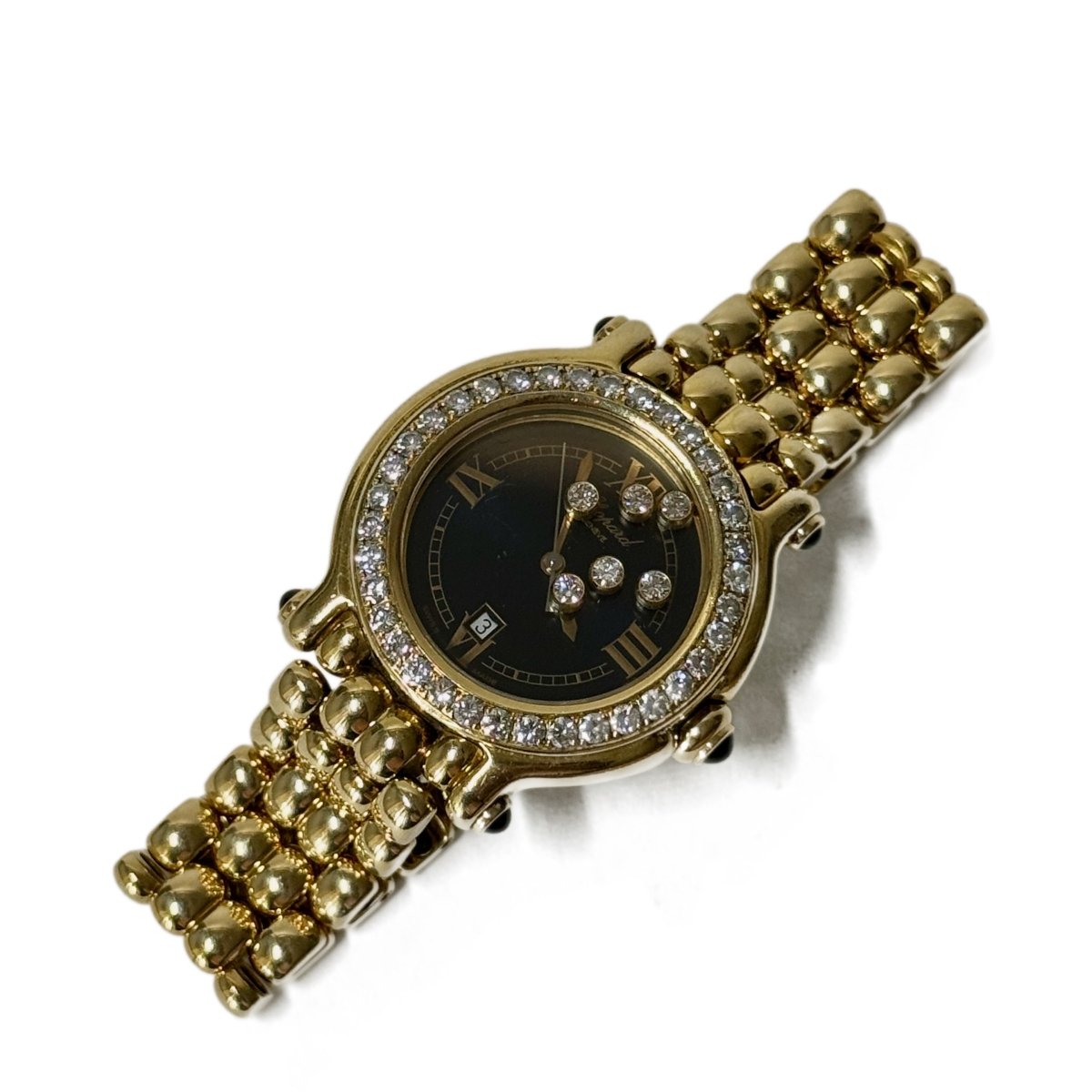 Montre CHOPARD "Happy Sport" en or jaune, saphirs, quartz et diamants - Castafiore