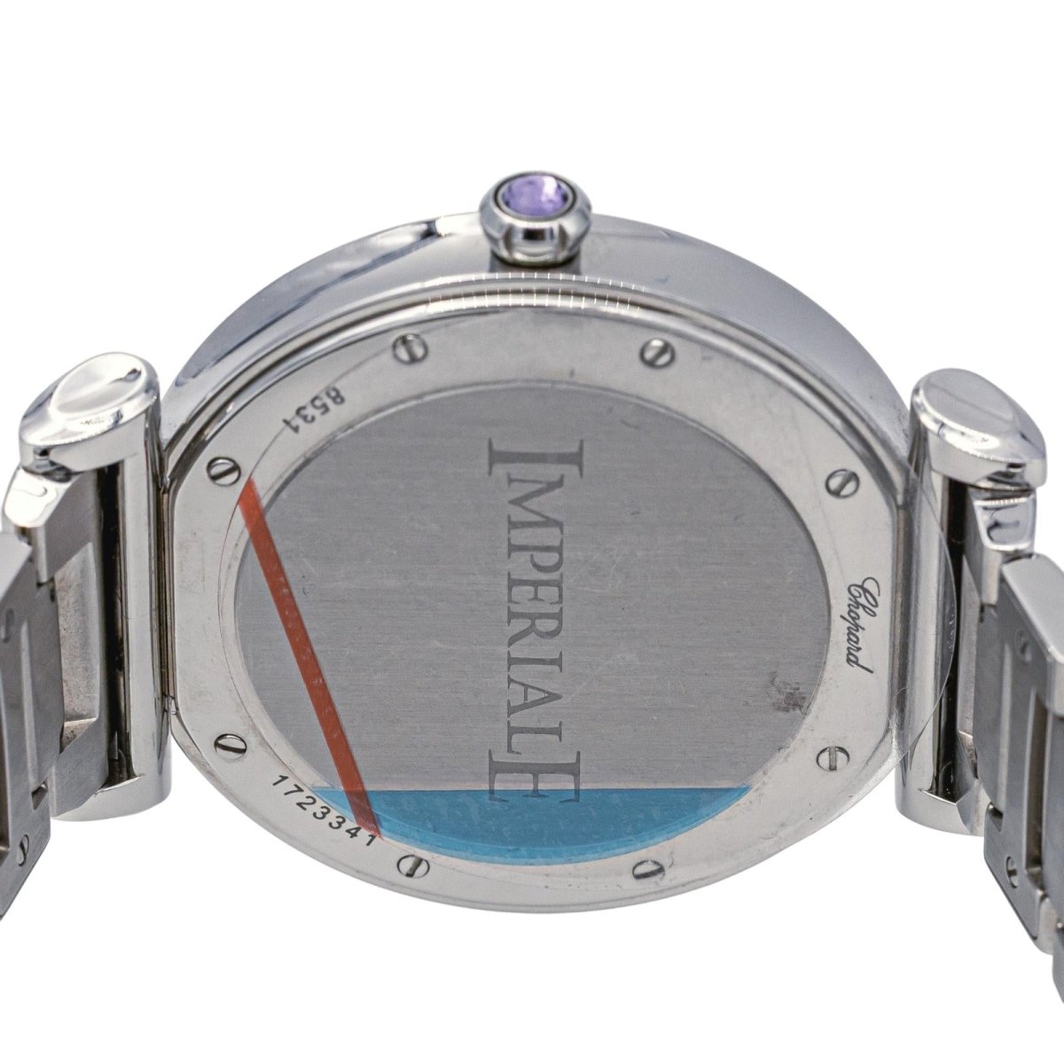 Montre CHOPARD "Impériale" en acier, nacre, améthyste, saphir et diamants - Castafiore
