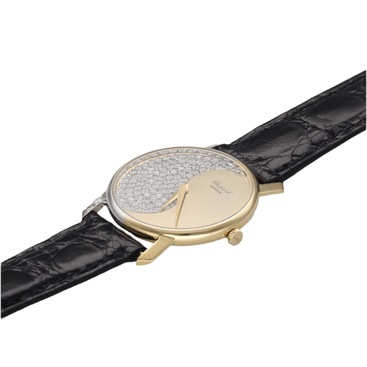 Montre CHOPARD "Yin et Yang" en or jaune, or blanc, cuir et diamants - Castafiore