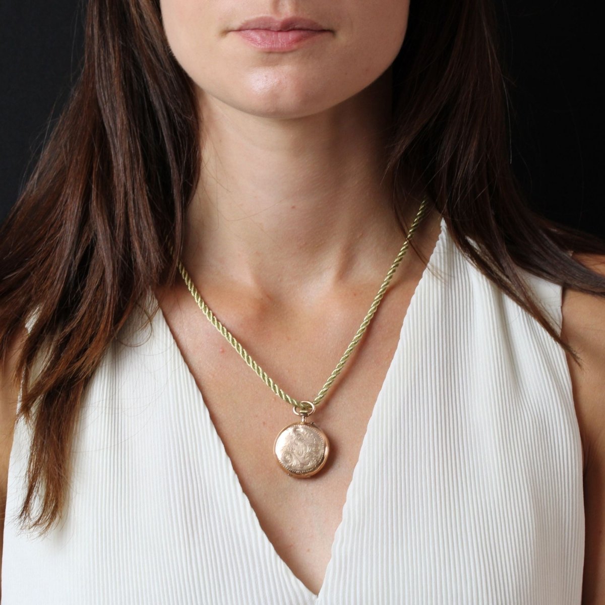 Montre COL Gravé motifs floraux en or rose - Castafiore