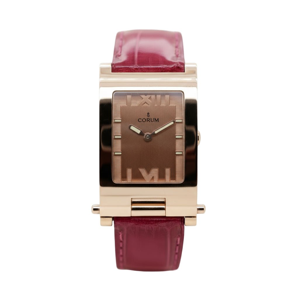 Montre CORUM "Tobogan Flip Up" en or rose et quartz - Castafiore