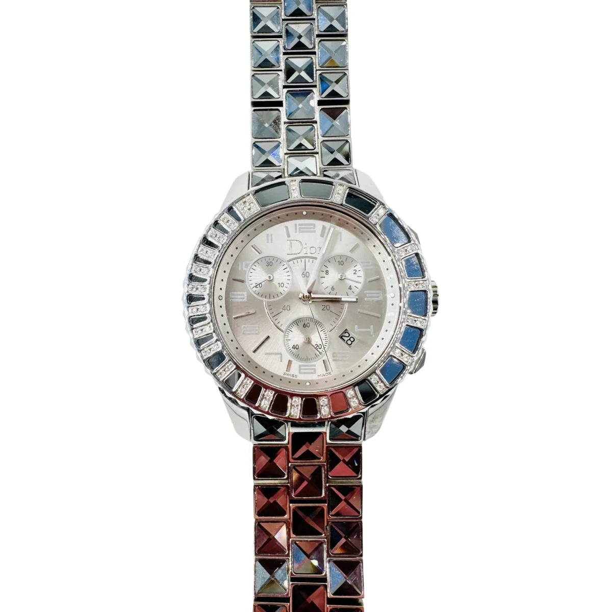 Montre DIOR "Christal" en acier, cristal saphir et diamants - Castafiore