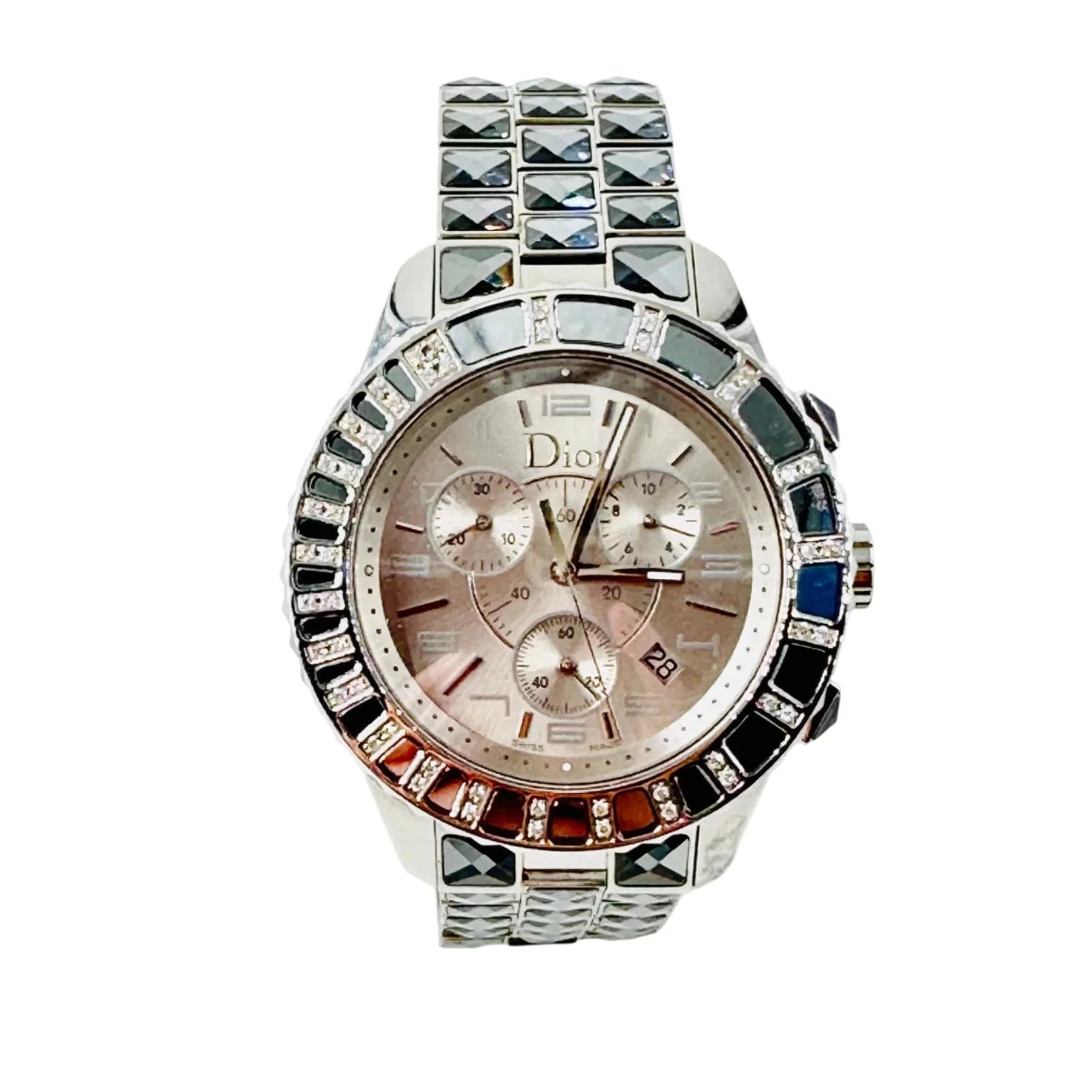 Montre DIOR "Christal" en acier, cristal saphir et diamants - Castafiore