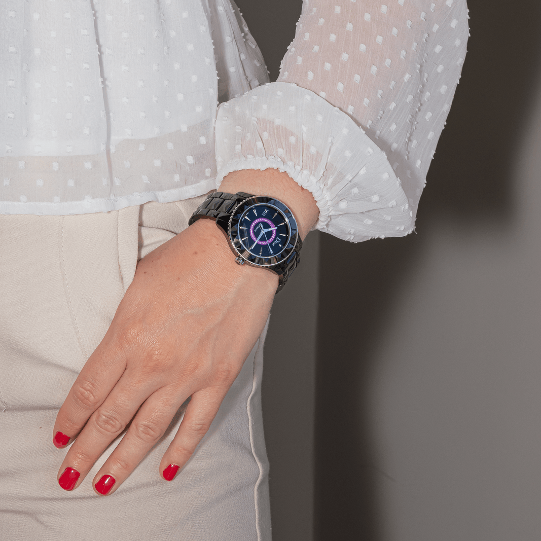 Montre DIOR "VIII" en céramique, saphir et améthyste - Castafiore