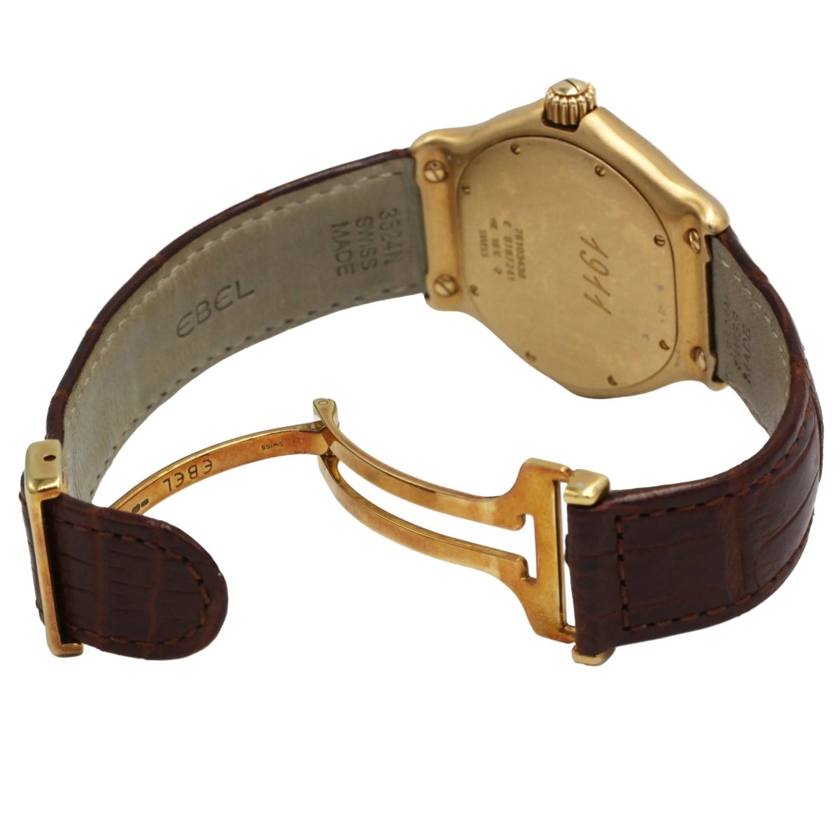 Montre EBEL "1911" en or jaune, argent, cuir et quartz - Castafiore