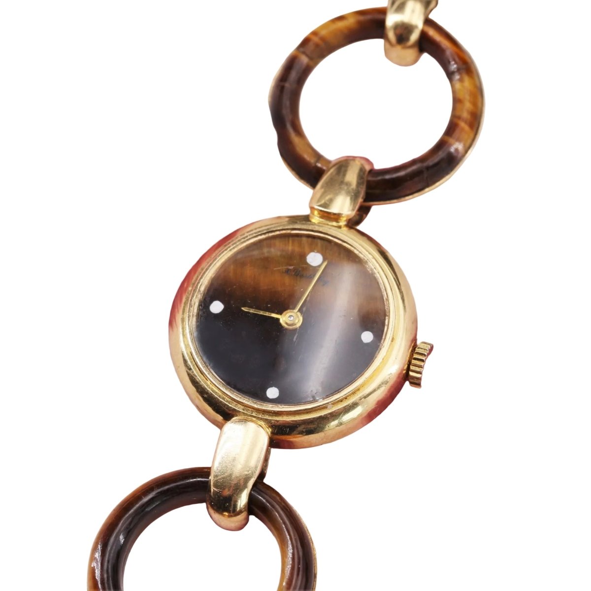 Montre en or jaune et oeil de tigre - Castafiore