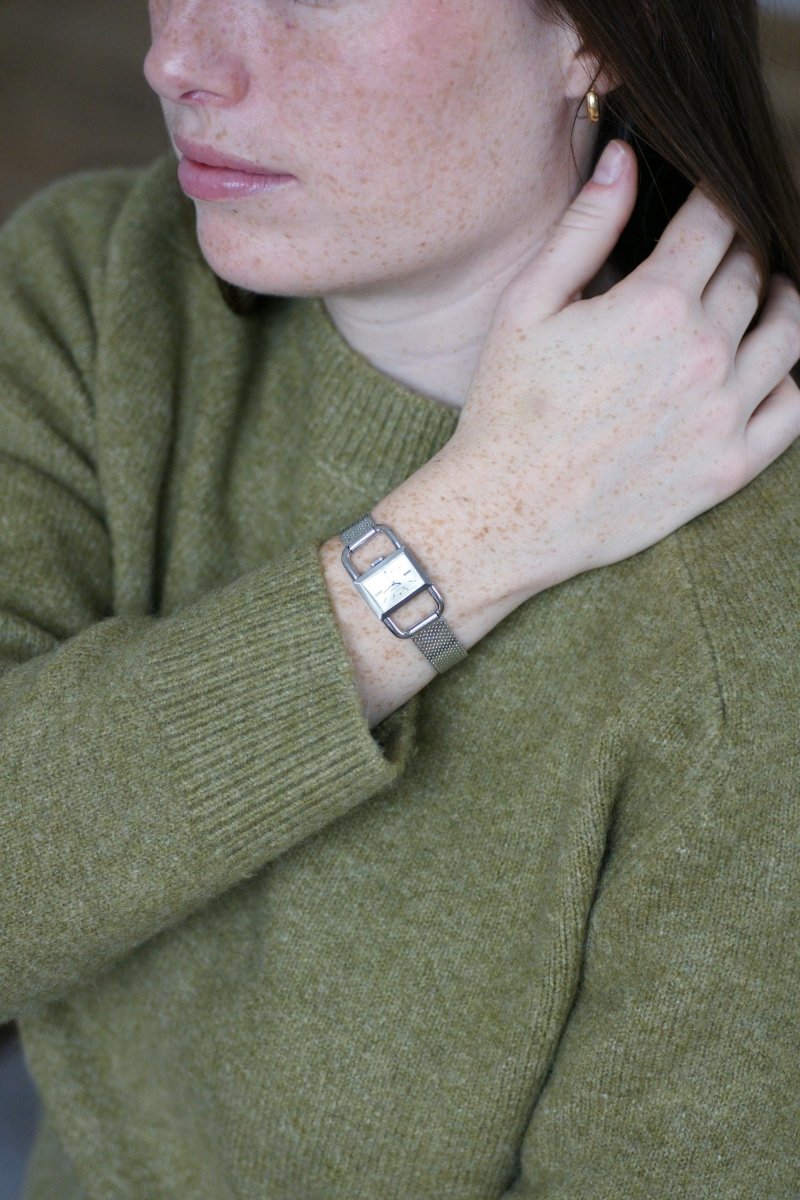 Montre Etrier Jaeger LeCoultre pour Hermès Acier Années 70 - Castafiore