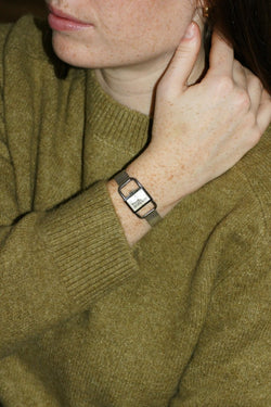 Montre Etrier Jaeger LeCoultre pour Hermès Acier Années 70 - Castafiore