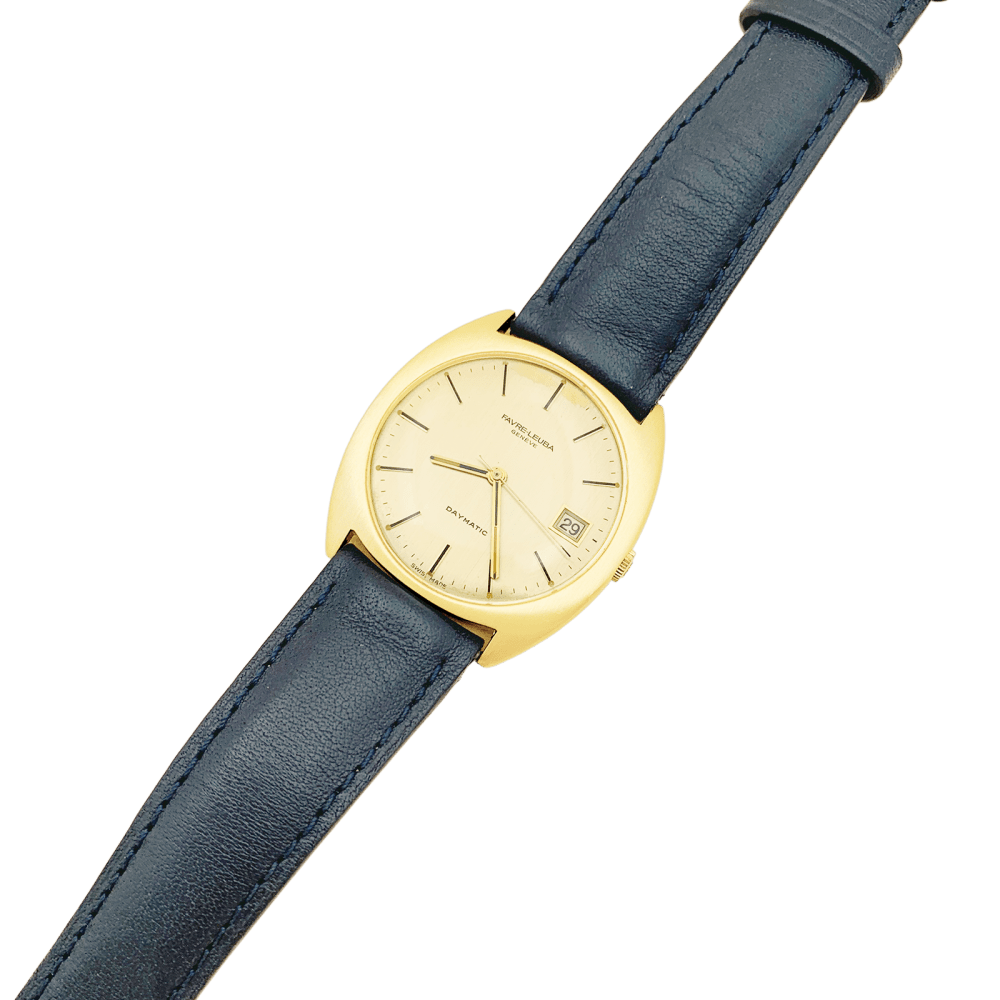 Watch Favre Leuba, yellow gold, leather.