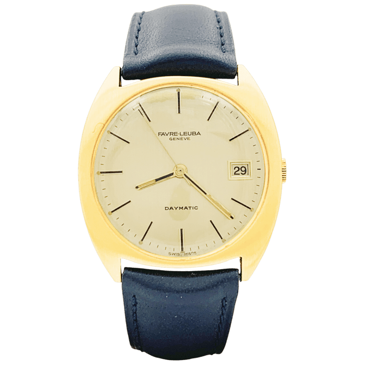 Watch Favre Leuba, yellow gold, leather.