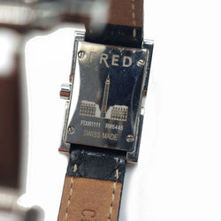 Montre FRED "Ligne 36" en acier, cuir, quartz et diamants - Castafiore