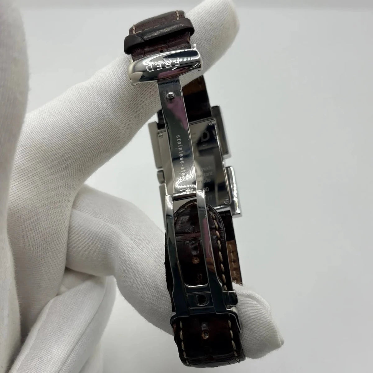 Montre FRED "Tank" en acier inoxydable et cuir - Castafiore