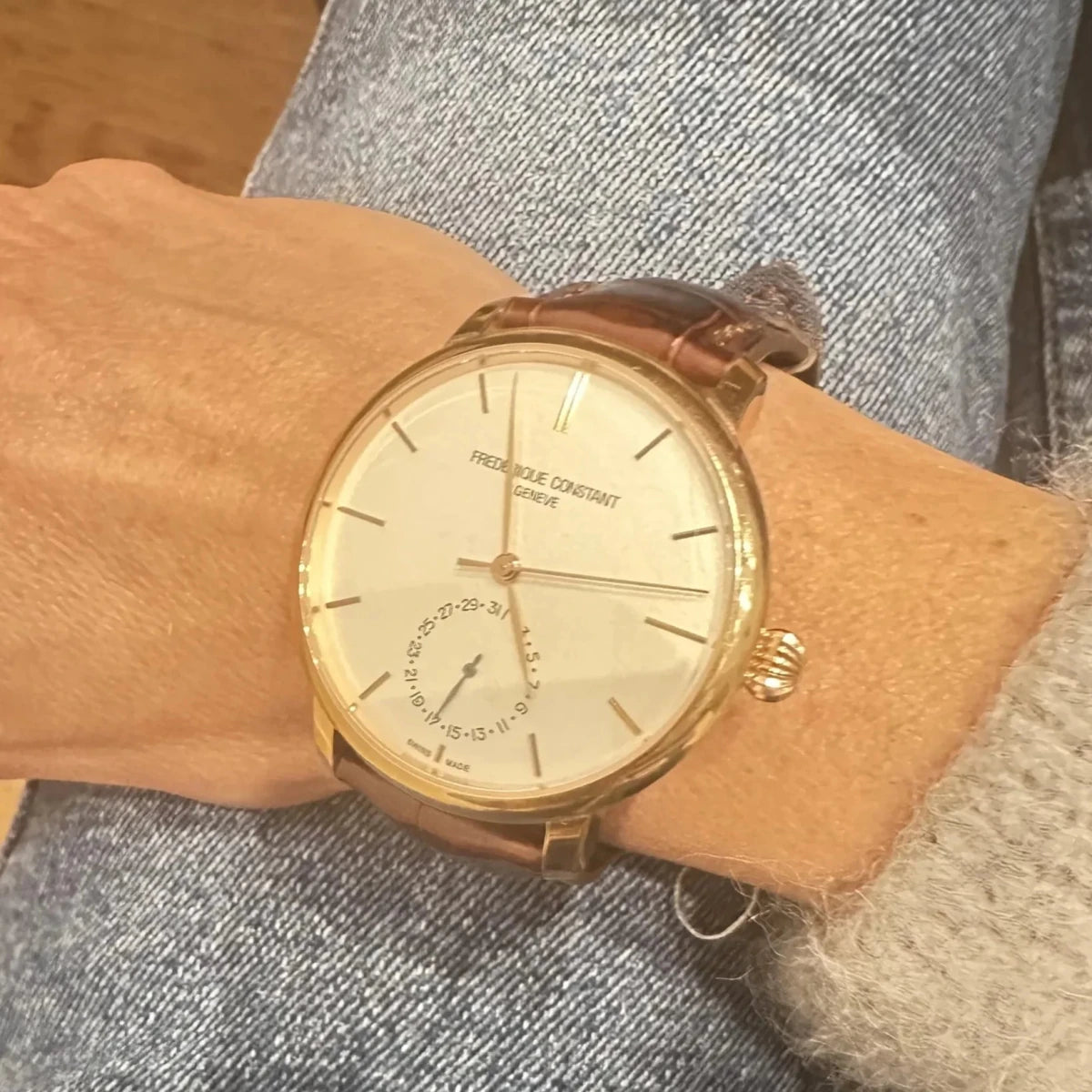 Montre FRÉDÉRIQUE CONSTANT "Slimline Manufacture" en acier et cuir - Castafiore