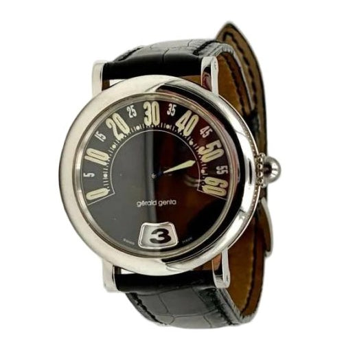 Montre GÉRALD GENTA "Rétro Classic" en acier et cuir - Castafiore
