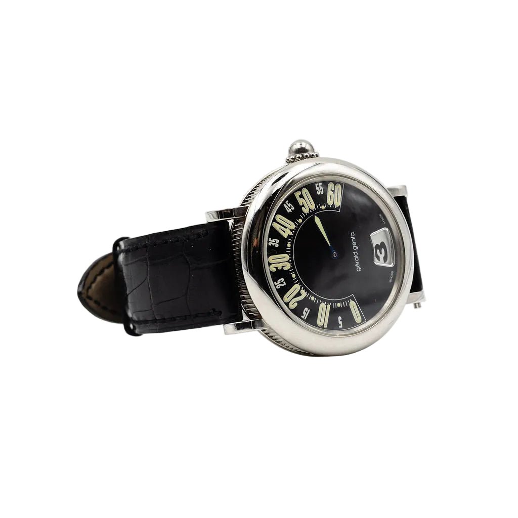 Montre GÉRALD GENTA "Rétro Classic" en acier et cuir - Castafiore