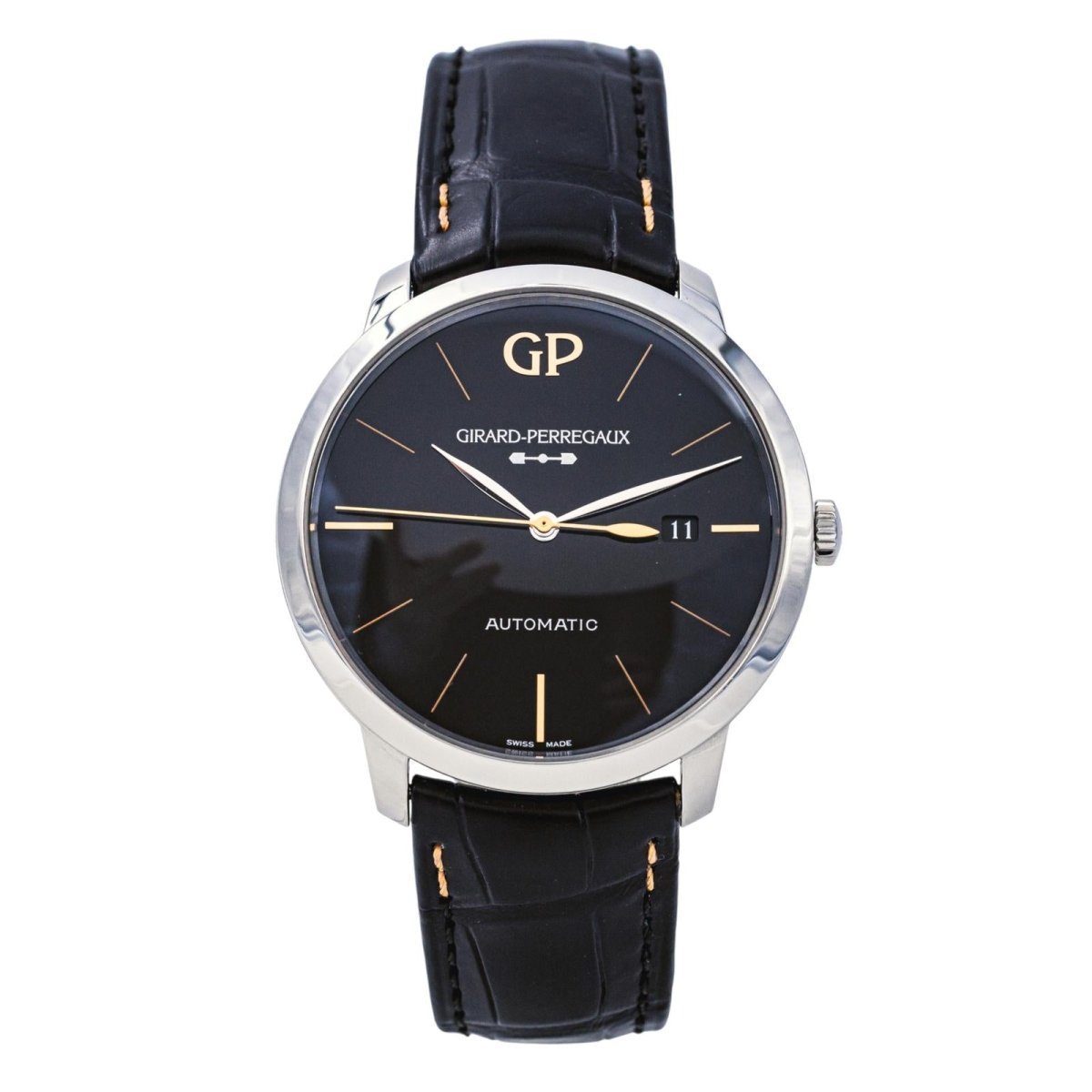 Montre GIRARD - PERREGAUX "Infinity" en acier, saphir et cuir - Castafiore
