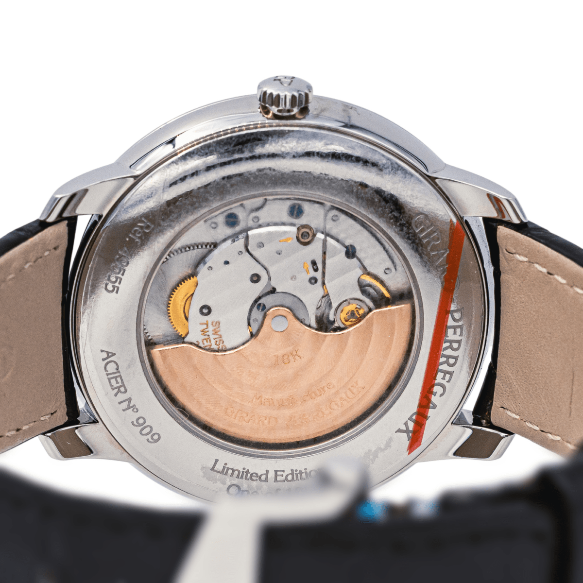 Montre GIRARD - PERREGAUX "Infinity" en acier, saphir et cuir - Castafiore