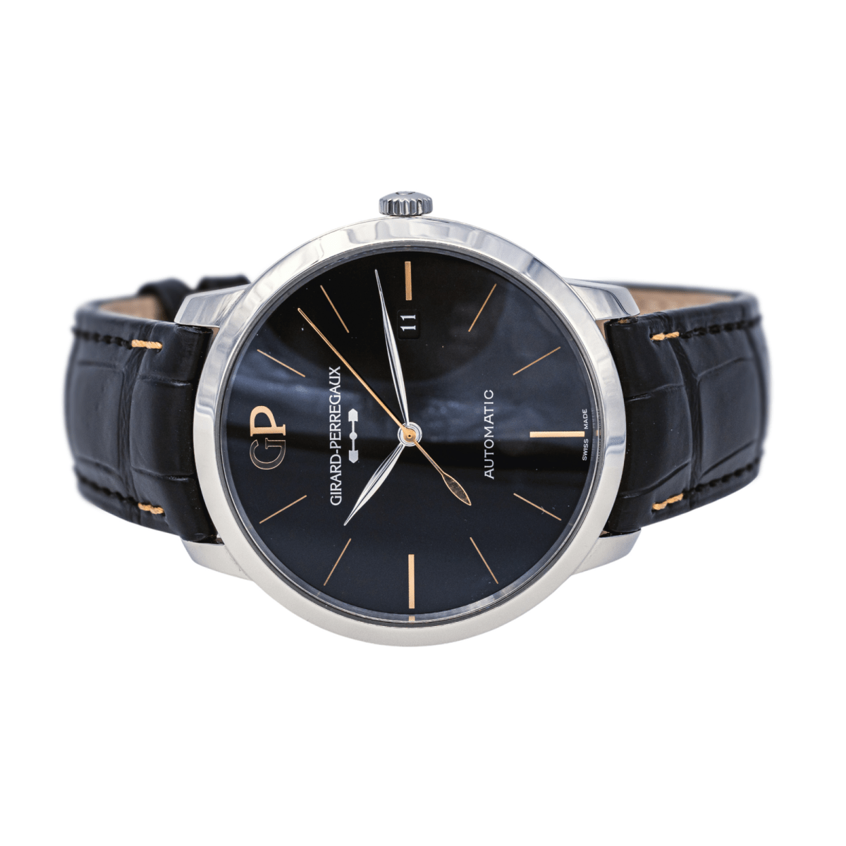 Montre GIRARD - PERREGAUX "Infinity" en acier, saphir et cuir - Castafiore