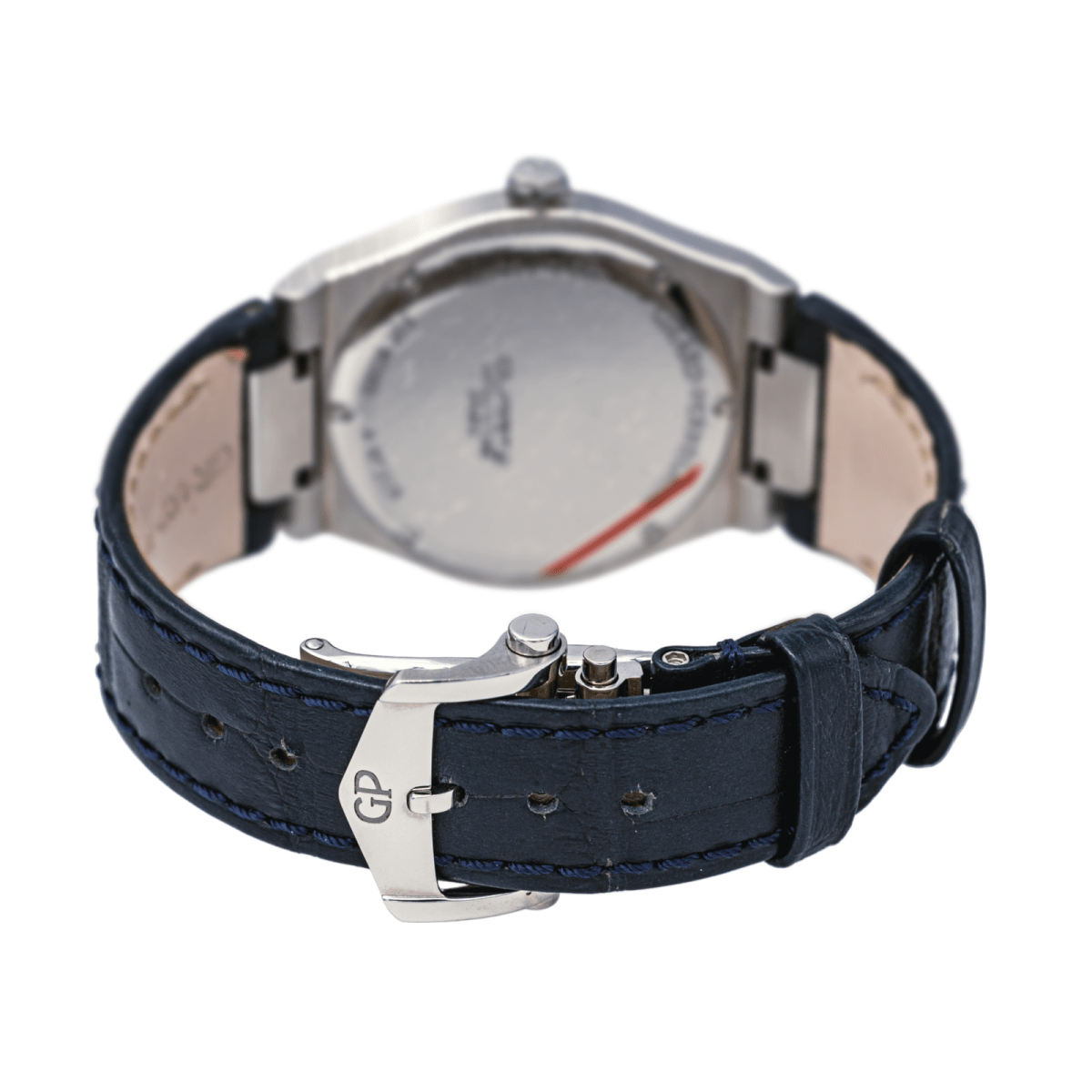 Montre GIRARD - PERREGAUX "Laureato" en acier, quartz, saphir, cuir et diamants - Castafiore