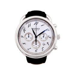 Montre HERMÈS "Arceau Chronographe" en acier et cuir - Castafiore