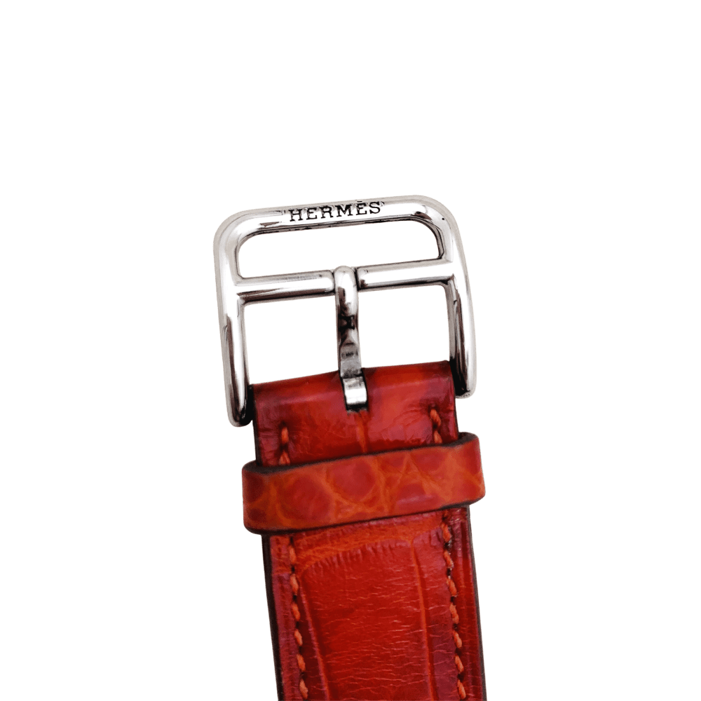 Montre HERMÈS "Arceau" en acier, cuir, nacre et diamants - Castafiore